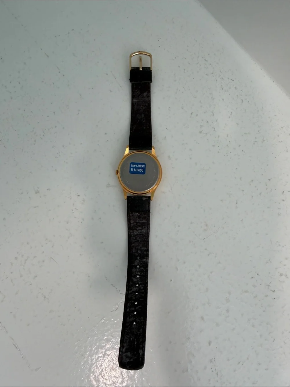 Mickey Mouse Gold-Tone Men’s Watch with Black Leather Strap vintage